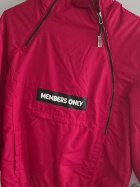 Members Only Men's Bright Red Pullover Anorak